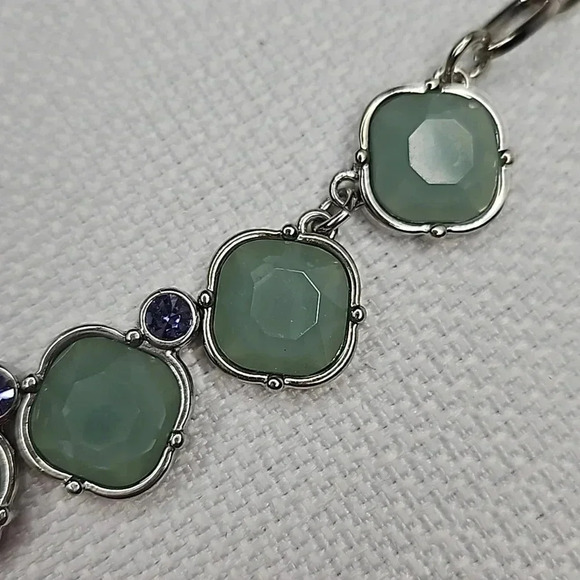 Lia Sophia Statement Necklace in Silver with Mint Green and Blue Accents - Picture 5 of 13